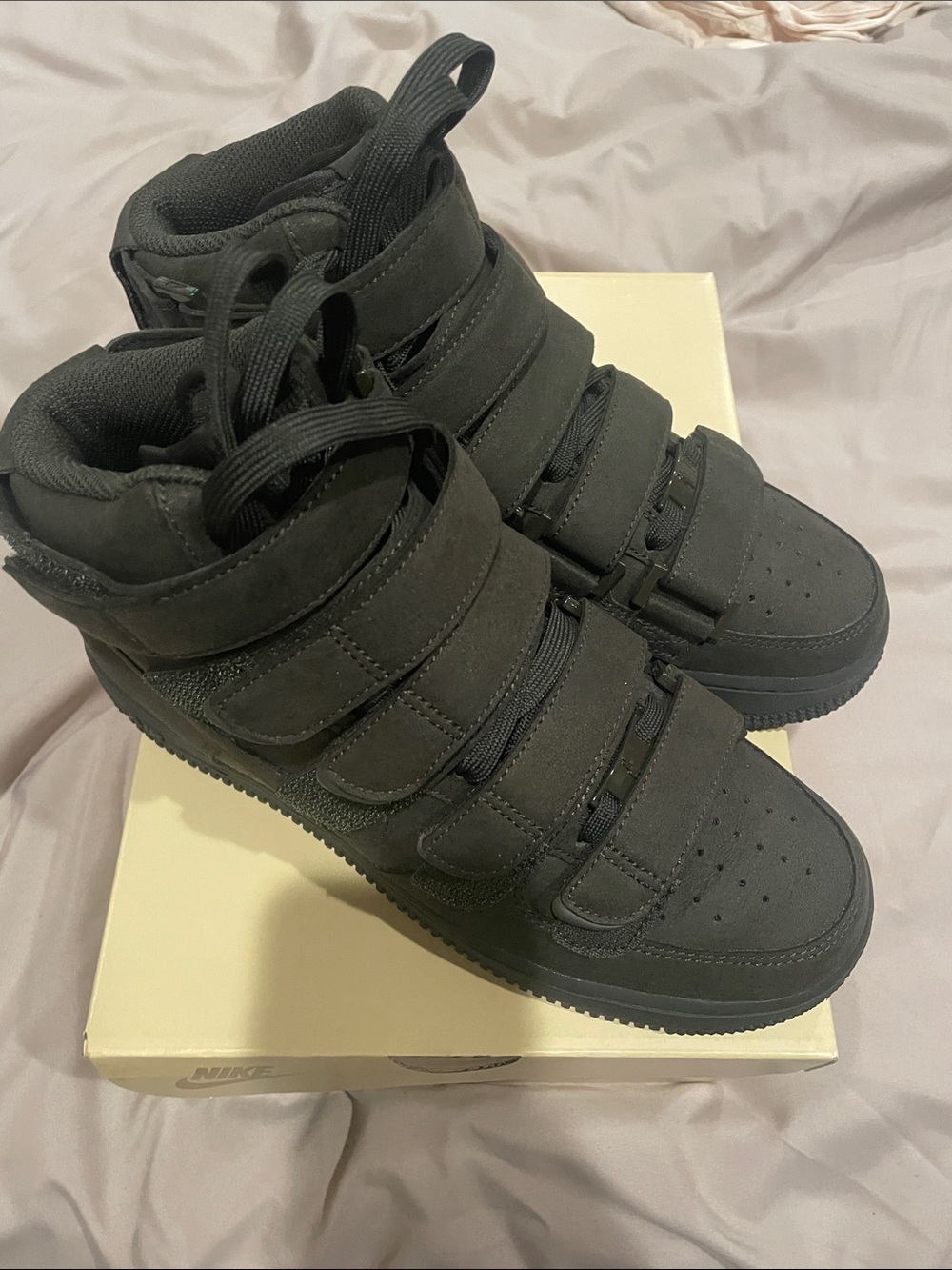 Nike All-Black High-Top Velcro Strap Sneakers Billie Eilish